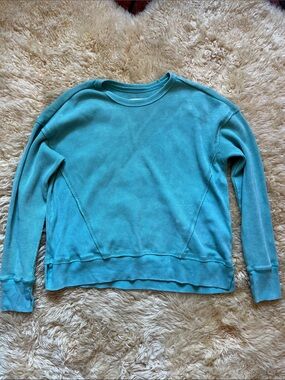 Seven7 Aqua Waffle-Knit Crew Neck Pullover